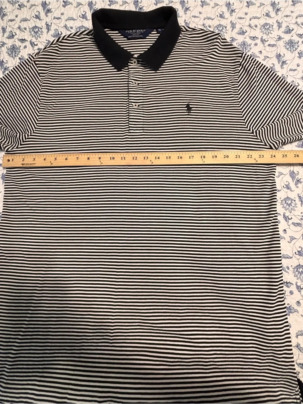 Polo Golf Ralph Lauren Polo Shirt Mens XL Black White Stripe Pima Cotton Golf